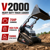 Chargeuse compacte sur chenilles robuste de 75 CV avec moteur diesel Cummins V2000 à haut débit pour l'aménagement paysager, la foresterie et la construction