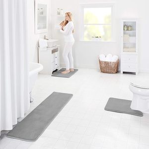 Ensemble de tapis de bain <span class=keywords><strong>FIGOO</strong></span> de haute qualité, 3 pièces, en polyester, fabrication moderne à la machine, super doux, absorbant, antidérapant, faible MOQ - Product Image 6
