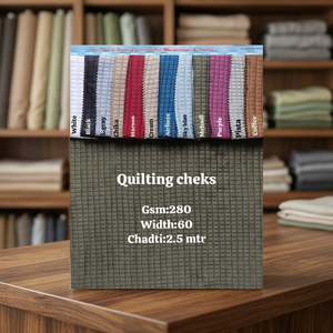 Tissu en Lycra matelassé à carreaux 280 GSM, 60 pouces, en polyester et élasthanne texturé, idéal pour vestes et survêtements – Vente en gros - Product Image 3