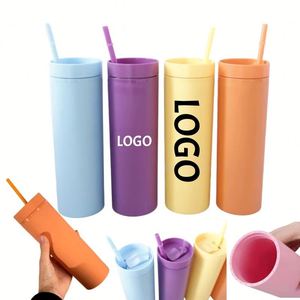 Taza de Viaje Reutilizable de 16oz con Logotipo Personalizado, Doble Pared, para Café, Agua, Fiestas, Regalos, Libre de BPA, con Tapa y Pajita, para el Hogar y Viajes - Product Image 1