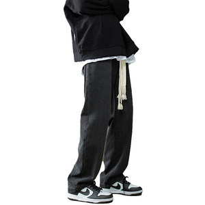 กางเกงยีนส์ผู้ชายท<span class=keywords><strong>ร</strong></span>งหลวม <span class=keywords><strong>ร</strong></span>ุ่น Korat Hem แต่งขอบลายแมวไทย สีเงิน ขายส่ง - Product Image 3