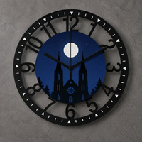 Horloge murale artistique personnalisée, horloge murale gothique d'église pour la décoration de pièce gothique et cadeau de pendaison de crémaillère sur le thème religieux