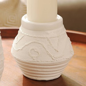Porte-bougie en terre cuite à motifs organiques 5,2x5,2x5,5 cm, support de bougie rustique pour éclairage d'ambiance - Product Image 5