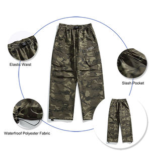 กางเกงคาร์โก้ขายาวเอวและล่างยืดหยุ่นสำหรับทุกเพศกางเกงคาร์โก้พิมพ์ลายพรางทำจากโพลีเอสเตอร์กลางแจ้ง - Product Image 2