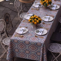 Nappe Rectangulaire Jacquard Vintage à Motif Ethnique Diamanté, Housse de Table Tissée Décorative pour Mariage et Banquet en Extérieur