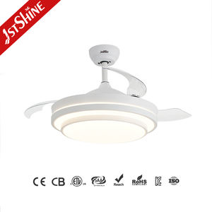 1stshine LED Ventilador de techo 3 PC Aspas Acabado en blanco Ventilador de Techo Retráctil inteligente con luz LED - Product Image 2