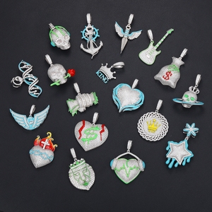 Trang Sức Hiphop Phát Sáng Trong Bóng Tối Bạc Sterling 925 Vòng Cổ Mặt Dây Chuyền Đô La Miệng Môi Đá Viên Kim Cương VVS Moissanite - Product Image 2