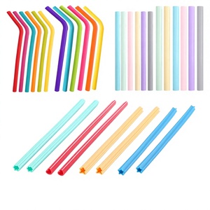 Factory Spot <b>Silicone</b> Straw Beverage Curved Set Children's Soft Pearl Milk Tea Environmentally Friendly Reusable - Product Image 3
