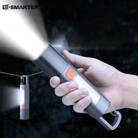 Lampe torche mini zoom COB longue portée avec boucle de fixation, idéale pour l'extérieur, projecteur puissant et focalisable