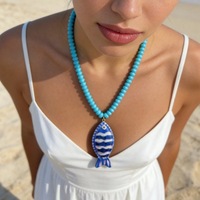 Collier de perles de poisson fait main, style européen-américain, pour l'été, avec pendentif coloré en forme de poisson tropical, pour femme