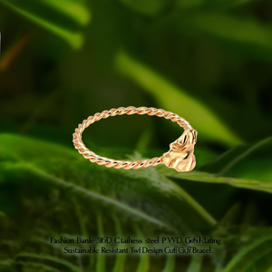 Bracelet manchette unisexe tendance en acier inoxydable 316L plaqué or PVD, durable et résistant, au design torsadé - Product Image 3