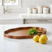Plateau décoratif personnalisable en bois avec poignées métalliques pour table basse