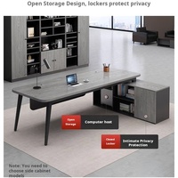 Ensemble de bureau de direction moderne en bois en forme de L personnalisable avec armoire extensible et résistant à l'usure