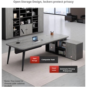Muebles DE OFICINA DE MADERA personalizables en forma de L Modern Boss Desk Ceo Office Escritorios <span class=keywords><strong>Set</strong></span> con gabinete - Product Image 4