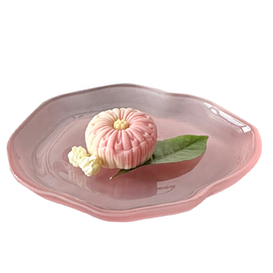 Assiettes irrégulières transparentes rose vif en forme de nuage, style antique, pour service de dîner et desserts, assiettes de présentation en verre pour mariage - Product Image 5