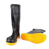Bottes de pluie en caoutchouc PVC imperméables blanches et jaunes unisexes pour hommes, sur mesure, avec embout de sécurité en acier