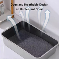 Bac à litière pour chat en acier inoxydable à parois hautes, facile à nettoyer, sans odeur, design ergonomique, durable