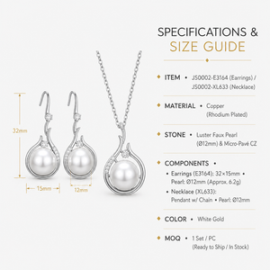 <b>Pearl</b> <b>Earrings</b> <b>and</b> <b>Necklace</b> <b>Set</b> for Women Simple Round Bead Design Daily Wear Accessories - Product Image 5