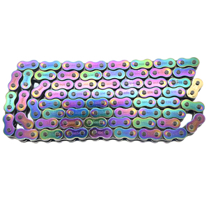 Catena di trasmissione colorata per moto 415/420/428/428/520 <span class=keywords><strong>H</strong></span> <span class=keywords><strong>O</strong></span> <span class=keywords><strong>X</strong></span>, catena a rulli a doppio passo con tempra ad alta frequenza - Product Image 1