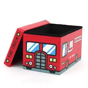 अंतरिक्ष की बचत कमरे में रहने वाले सस्ते लाल चमड़े बच्चों foldable भंडारण बस तुर्क बॉक्स
