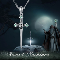Bijoux fantaisie Collier pendentif croix et épée en cristal oxydé en argent sterling 925