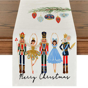 Chemin de table de Noël - Bonhomme de neige, renne, gnome - Festival d'hiver - Lin écologique - 33x183cm - Product Image 4