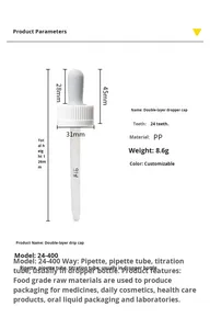 Tutup Pipet Plastik Anti Anak untuk Serum Penumbuh Rambut dengan Skala, Tutup Pipet Tekan dan Putar 24/400 - Product Image 6