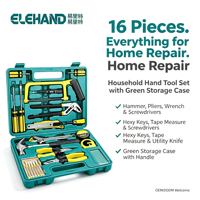 Kit d'outils portable de 16 pièces avec étui de transport, ensemble de réparation pour la maison avec clé, pinces et tournevis pour le bricolage, le bureau et le garage