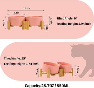 ผู้ผลิตขายส่ง ชามอาหารสัตว์เลี้ยงแบบเซรามิกหลายสีพร้อมกรอบไม้ - Product Image 4
