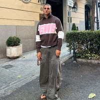 Cardigan en tricot de soie rétro Harajuku transfrontalier, style streetwear, fermeture éclair, pour homme et femme, ample, décontracté, automne-hiver, motif lettres