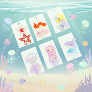 Pinzas para el cabello Angelina Ocean Series, 1200 piezas, criaturas marinas variadas para niñas - Product Image 2