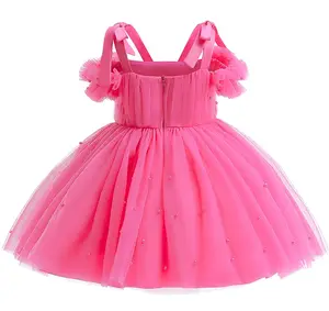 Net Frock Designs Wedding Apparel Girls Frock Suits Toddler Dress Floral Tailing Birthday Party Summer Hot Selling Lace Satin