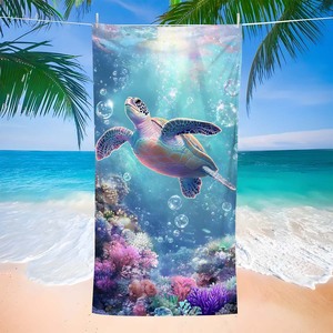 Tùy Chỉnh Kích Thước Lớn Dày Sợi Nhỏ Nén Thân Thiện Với Môi Nhanh Khô Cá Mập Bohemian Mô Hình In Bãi Biển Khăn Tắm Dành Cho Người Lớn Bơi - Product Image 4