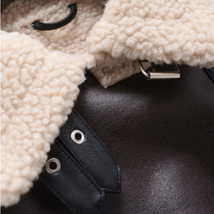 Cappotto <span class=keywords><strong>Trench</strong></span> Vintage Personalizzato con Fodera in Pile, Antivento, Ecologico, con Cerniera e Risvolto, Giacca in <span class=keywords><strong>Ecopelle</strong></span> PU per Donna - Product Image 4