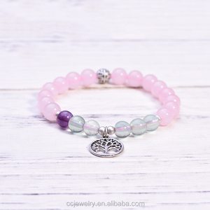 <span class=keywords><strong>Bracelet</strong></span> extensible en <span class=keywords><strong>pierre</strong></span> <span class=keywords><strong>naturelle</strong></span> de <span class=keywords><strong>quartz</strong></span> <span class=keywords><strong>rose</strong></span> pour femmes, pendentif arbre de vie, <span class=keywords><strong>bracelet</strong></span> en perles de <span class=keywords><strong>pierre</strong></span> fluorite - Product Image 5