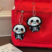 Gantungan Kunci Boneka Tengkorak Lucu Kawaii, Boneka Tengkorak Mini Halloween, Liontin Boneka Tengkorak Seram, Gantungan Tas Bulu Lembut, Hadiah