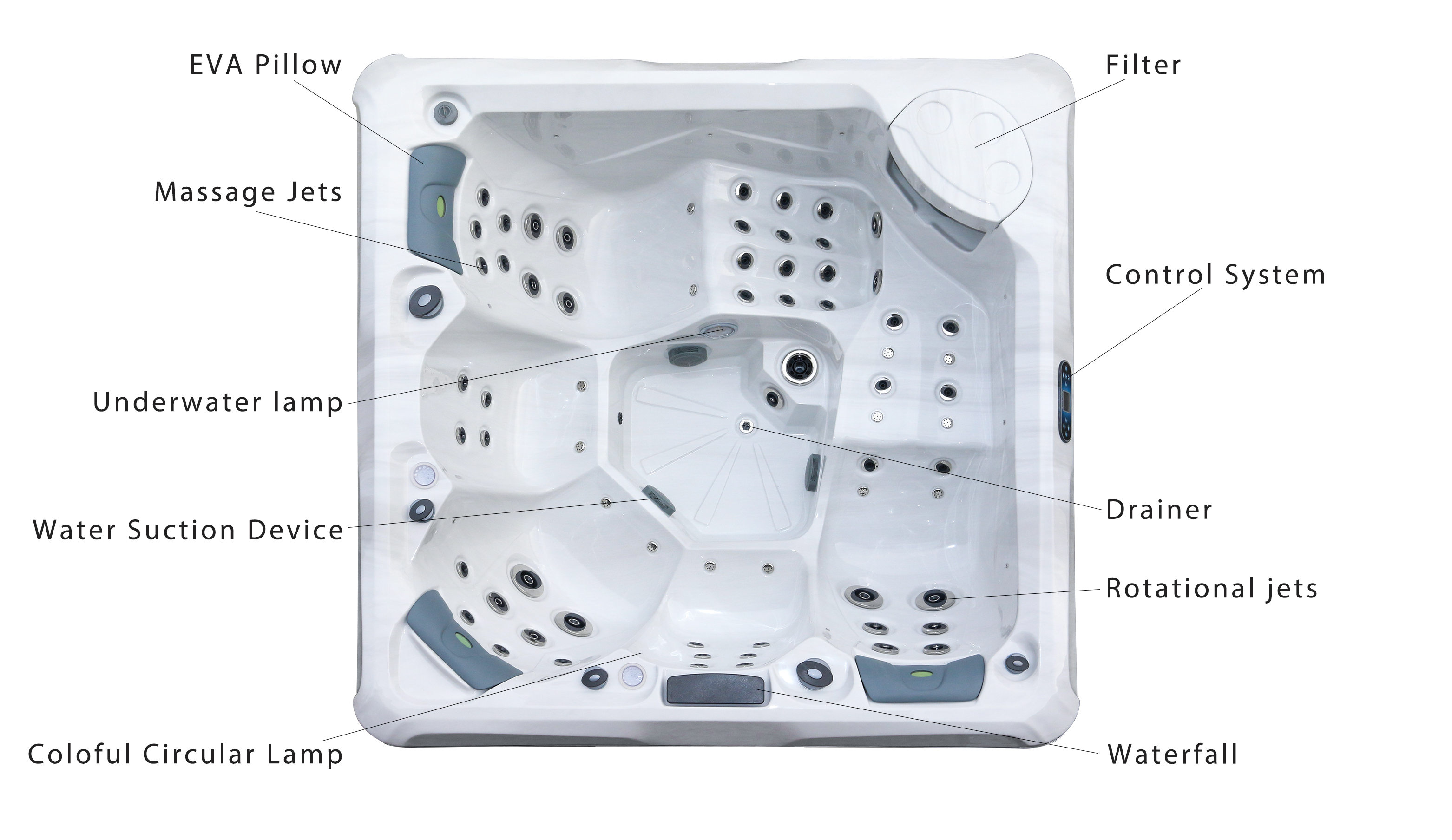 Outside Garden Home Outdoor Acrylic Spa Hot Tub With LED Lights And Bluetooth