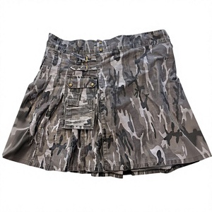 Men's Camouflage Kilt With Cargo Pocket And Buckle Closure Pleated <b>Skirt</b> Regular Fit Cotton Material - Product Image 1