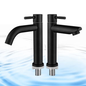 Robinet de <span class=keywords><strong>lavabo</strong></span> noir à prix avantageux, <span class=keywords><strong>mitigeur</strong></span> de <span class=keywords><strong>lavabo</strong></span> à eau froide, robinet à valve en céramique, montage sur plan, lavabos de salle de bain - Product Image 1
