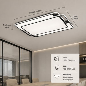 Lámpara de techo LED moderna de acrílico y hierro, empotrada, regulable a distancia, tricolor, 160W 240W, para sala de estar, dormitorio, hogar. - Product Image 3