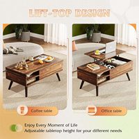 Table basse élévatrice en bois avec compartiment caché et étagère de rangement réglable, table de table élévatrice pour bureau à domicile
