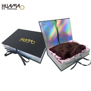 Wig Wholesale Paper Gift Box Packaging Custom Logo Holographic Hair Extension Wig Box