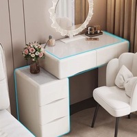 Table de toilette de luxe pour petit appartement Zinan, en bois massif, bureau de maquillage intégré, design contemporain, écologique, fait à la main