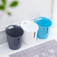 Poubelle portable en plastique simple pour la maison, la salle de bain, le salon, la cuisine, la chambre, le bureau, la table de travail, personnalisable, en forme de baril