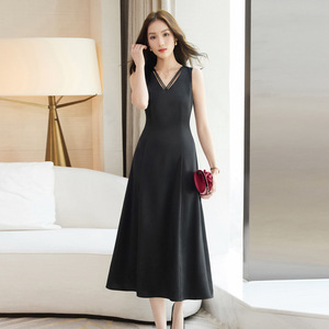 V Neck Sleeveless Satin Sheath Dress Mid Length Elegant Evening Wear - Product Image 2