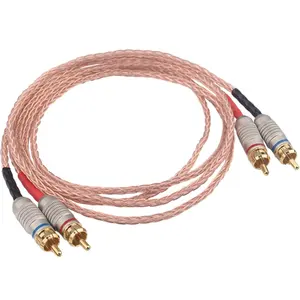 สายสัญญาณ5N OCC Audiophile RCA พร้อมสายสัญญาณเสียง HIFI ทองแดงแท้ดอกบัวคู่สองถึงสองหลอดเครื่องขยายเสียง