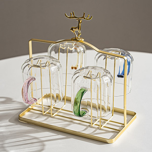 Ensemble de tasses en verre avec poignée, 300 ml, pour café, thé, eau, utilisation en fête, design uni, vaisselle moderne pour la maison - Product Image 3