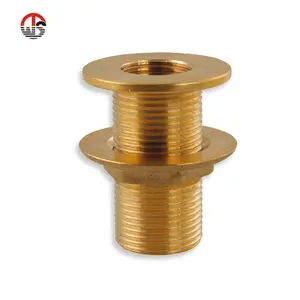 Customized OEM ODM 3/4 X 1 inch Golden Brass Coupling threaded water tank fitting plumbing hose fitting