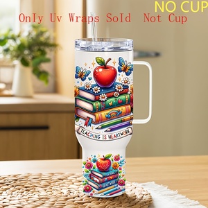 Juego de Papel de Transferencia UV Impermeable y Escribible de la Serie Best Teacher Pattern para Vasos, Botellas y Tazas de 40 oz - Product Image 3