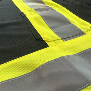 Áo Thun Tay Ngắn Màu Đen Phản Quang An Toàn Hi Vis 100% Polyester Sọc Phản Quang Cao Cấp Khâu - Product Image 4